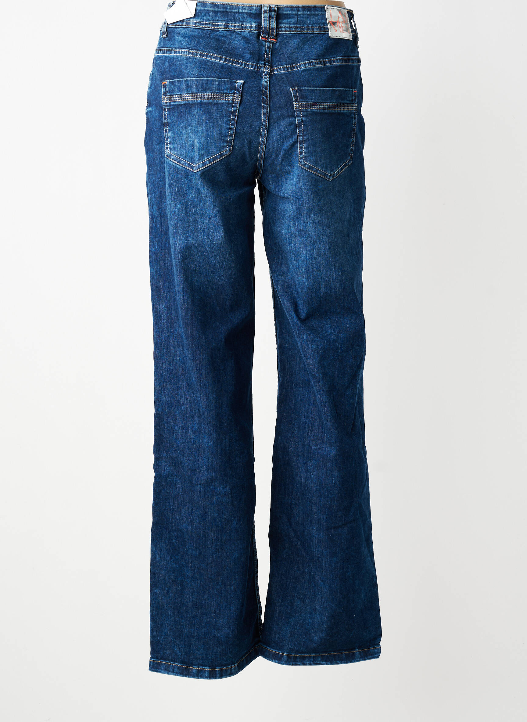 Jeans coupe large stretch taille haute bleu CECIL femme