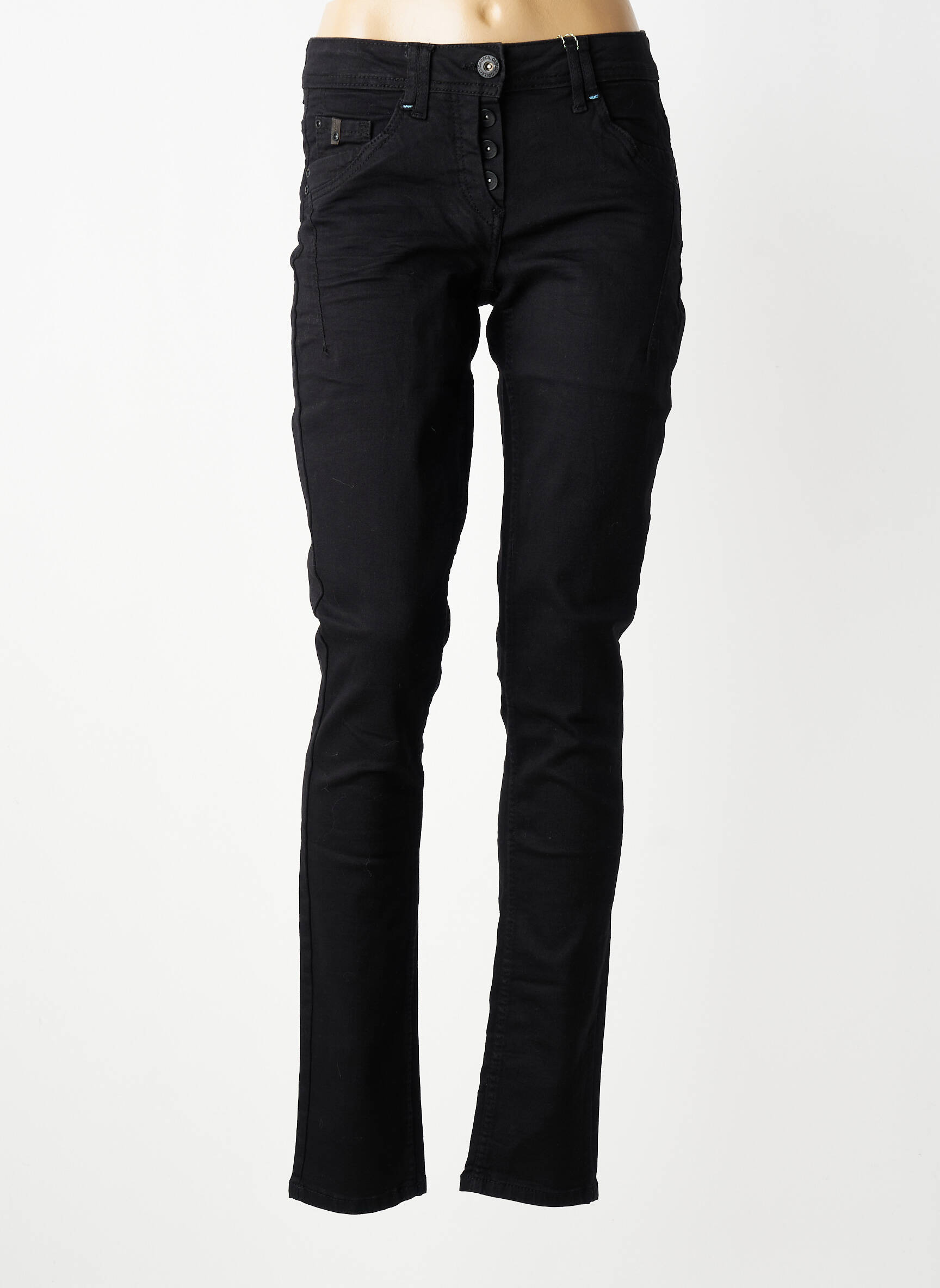 Jeans coupe slim taille basse taille basse noir CECIL femme