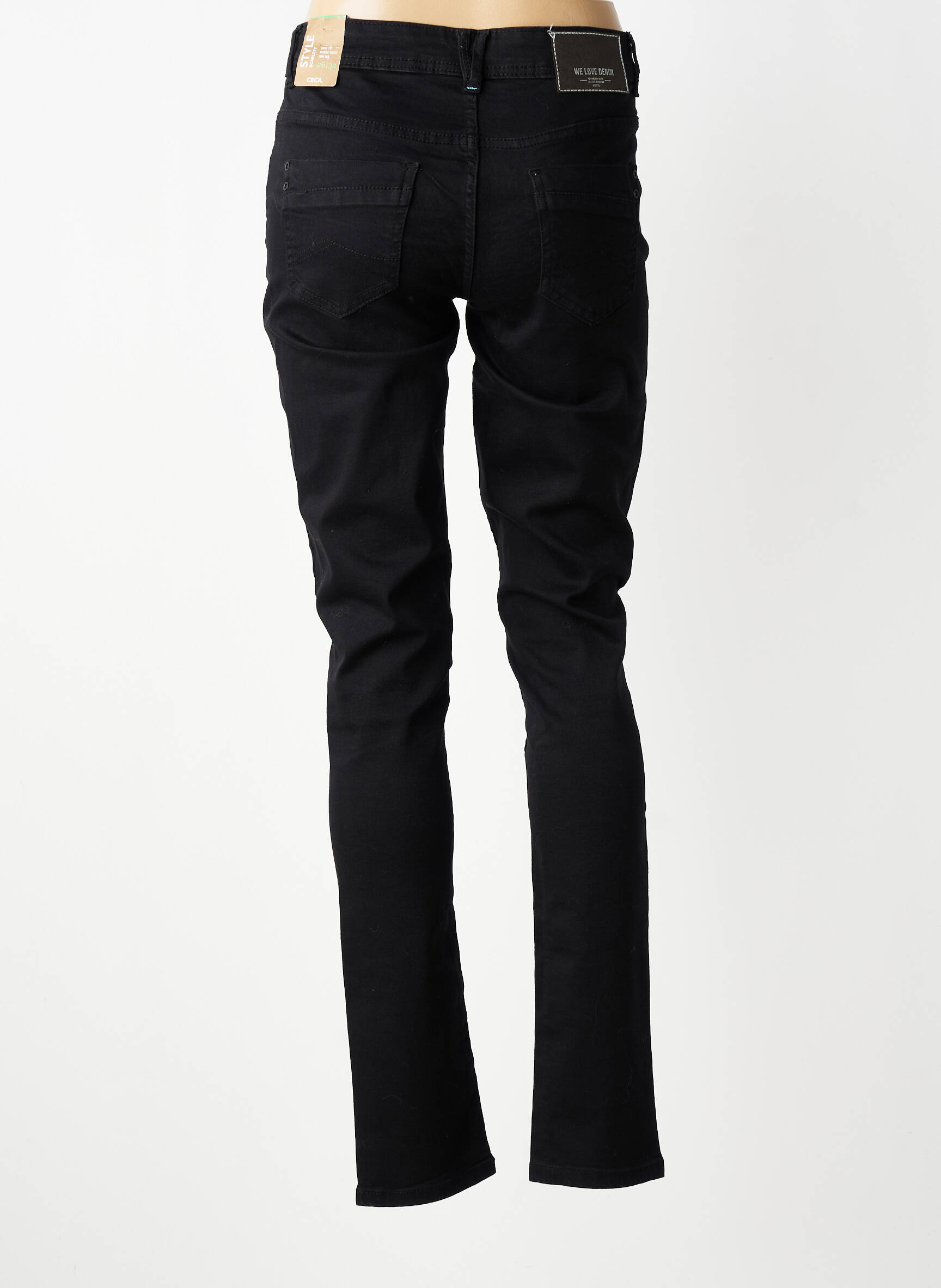 Jeans coupe slim taille basse taille basse noir CECIL femme
