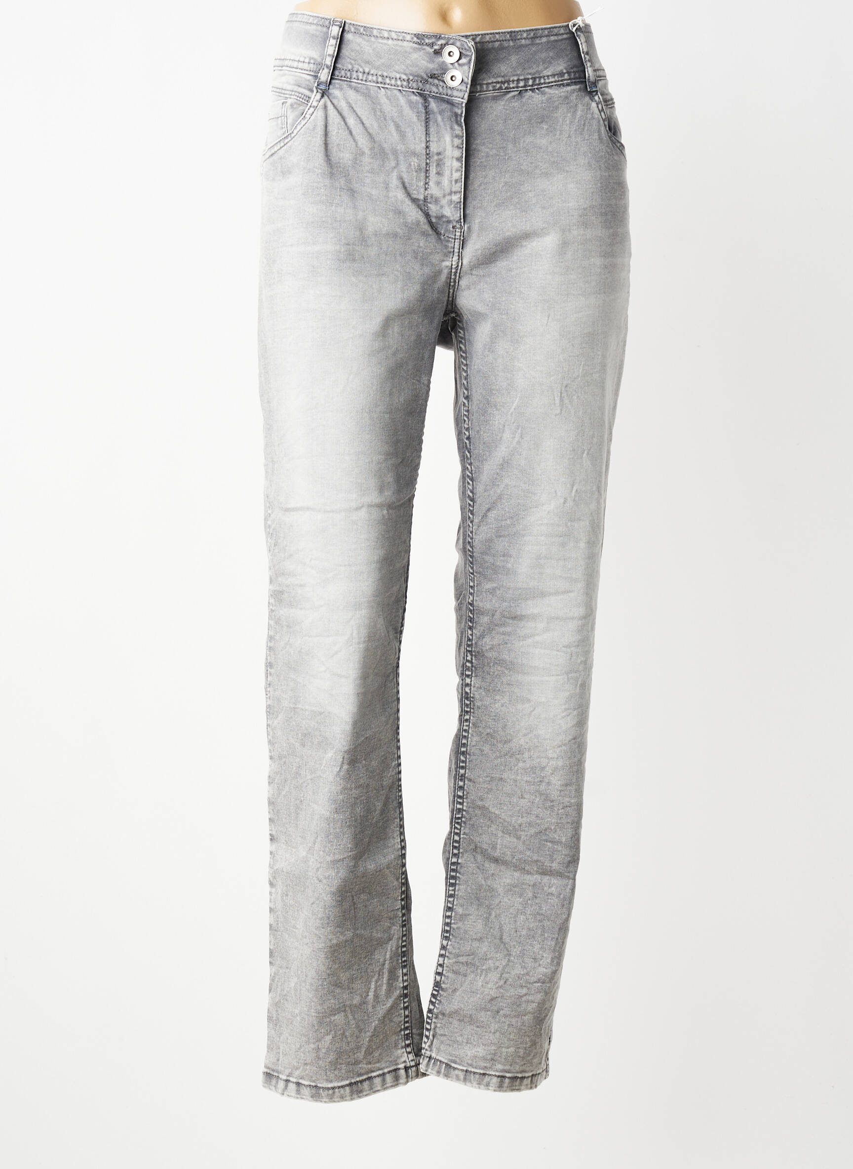 Jeans coupe droite stretch taille normale gris CECIL femme