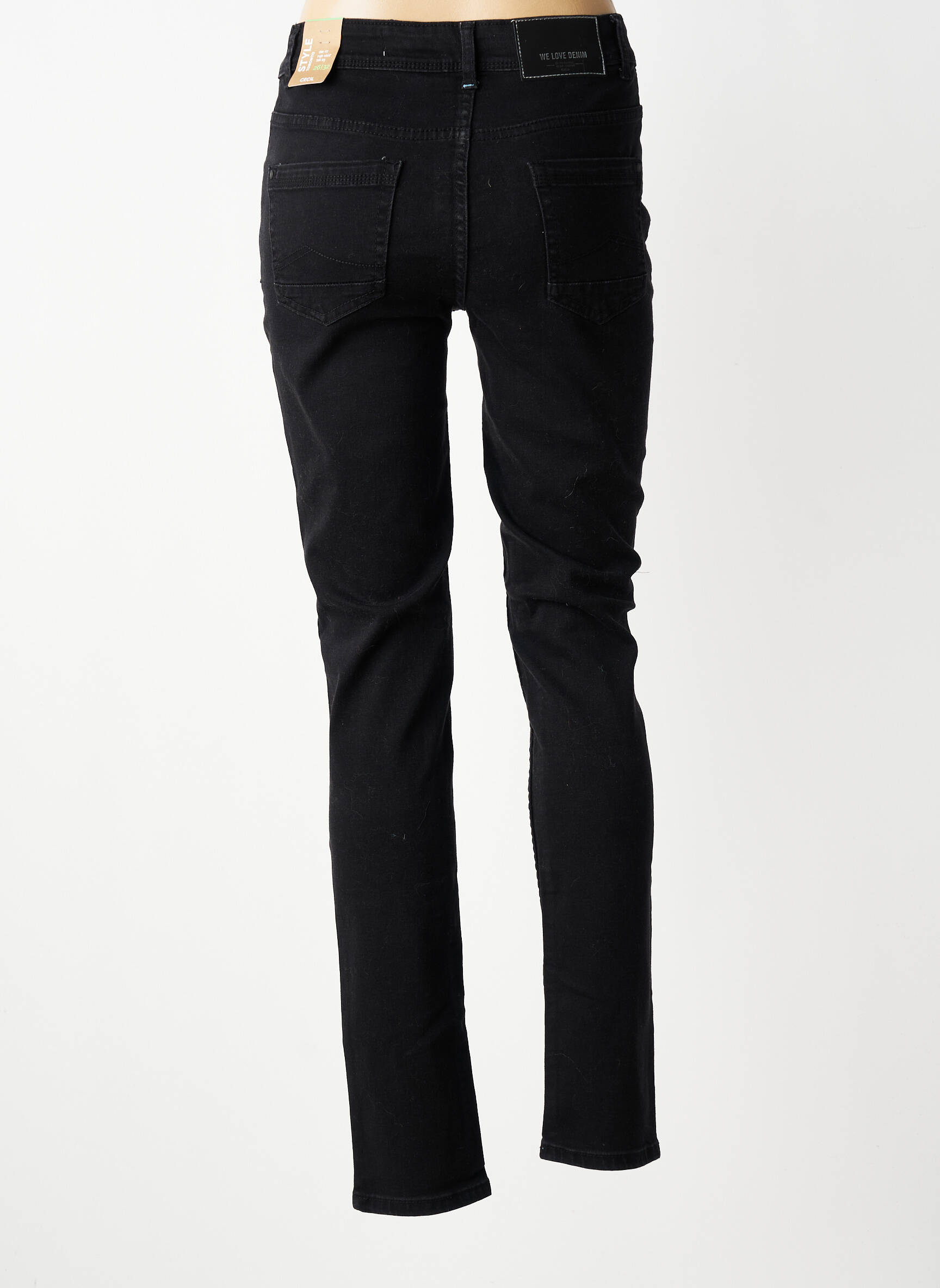 Jeans coupe slim taille haute taille haute noir CECIL femme