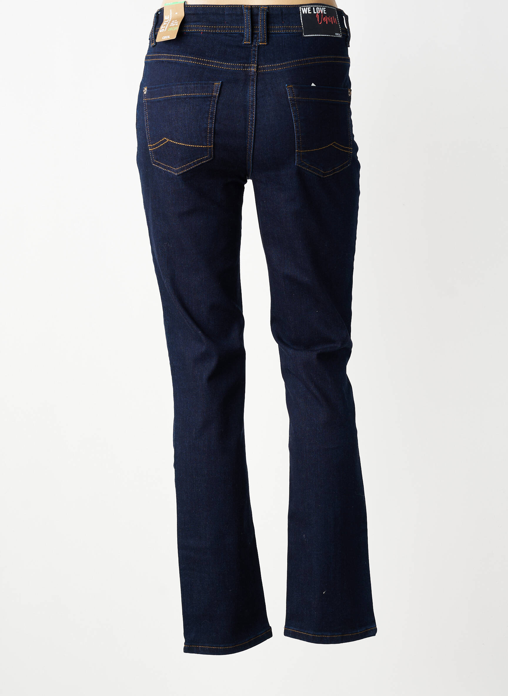 Jeans coupe droite taille haute taille haute bleu CECIL femme