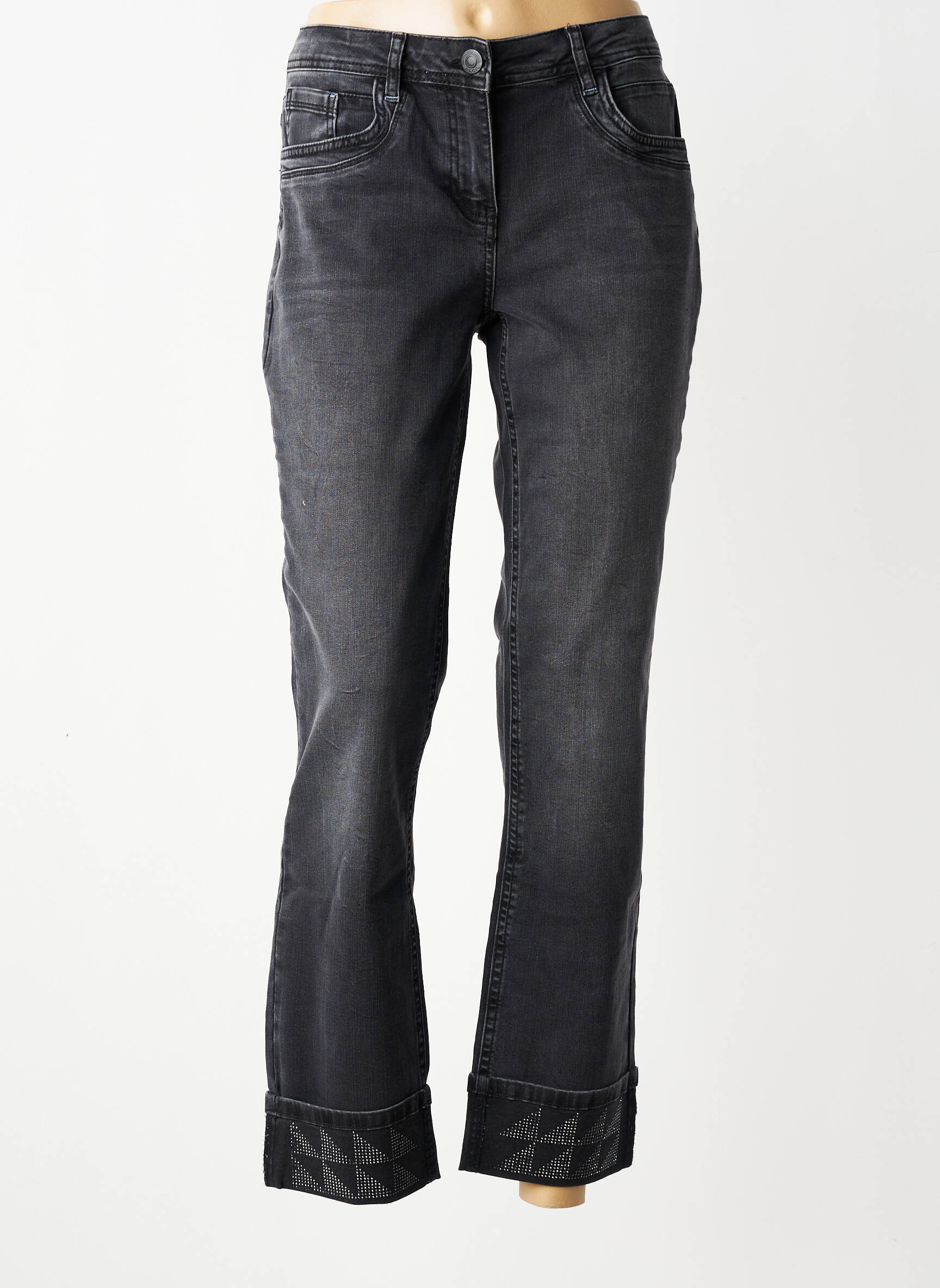 Jeans coupe droite stretch taille normale noir CECIL femme