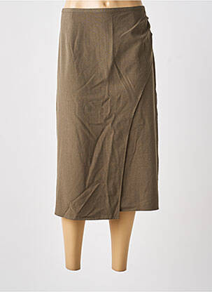 Jupe mi-longue taille à pinces vert CREAM femme