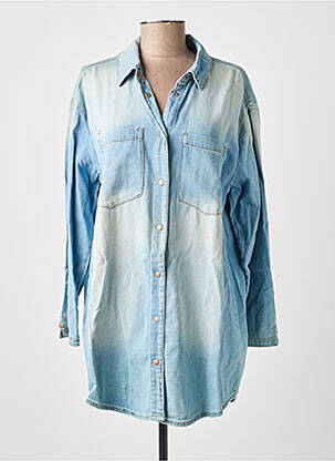 Chemisier coupe droite manches longues bleu CREAM femme