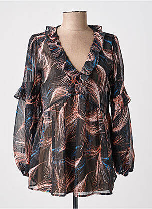 Blouse légère et transparente manches longues noir MOLLY BRACKEN femme