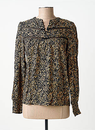 Blouse tissage popeline manches longues noir GARCIA femme