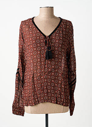 Blouse légère et transparente manches longues marron CREAM femme