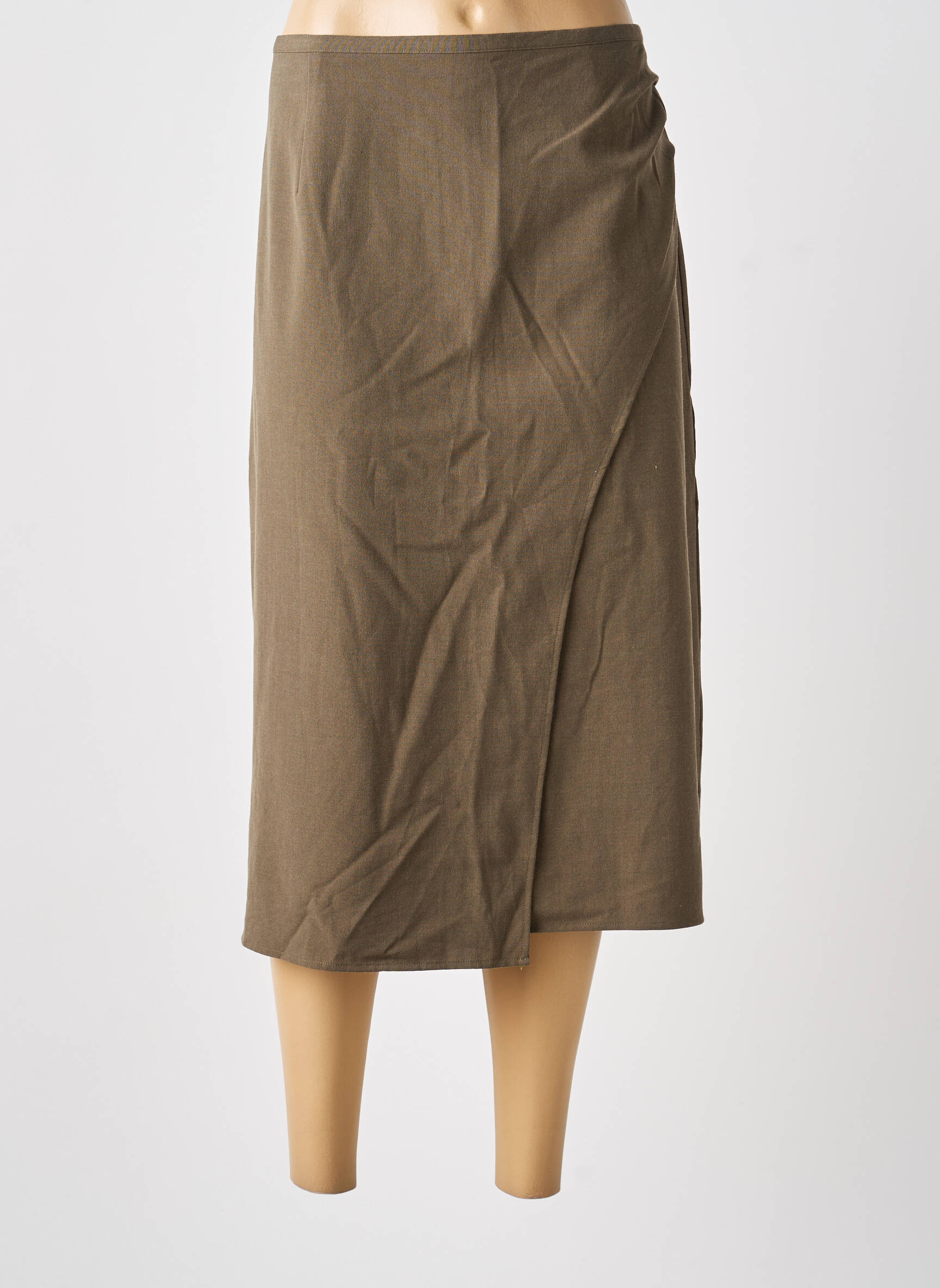 Jupe mi-longue taille à pinces vert CREAM femme