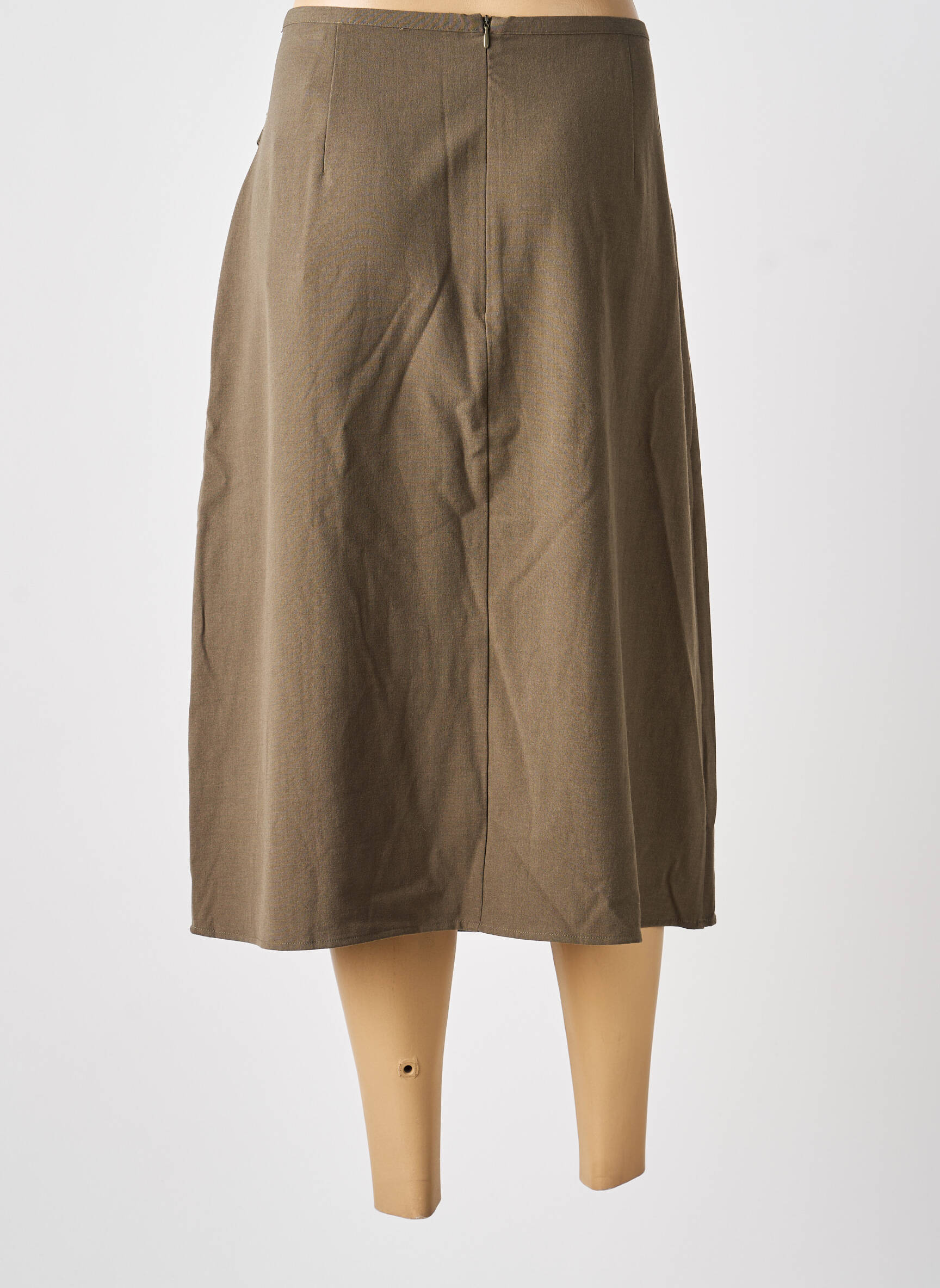 Jupe mi-longue taille à pinces vert CREAM femme