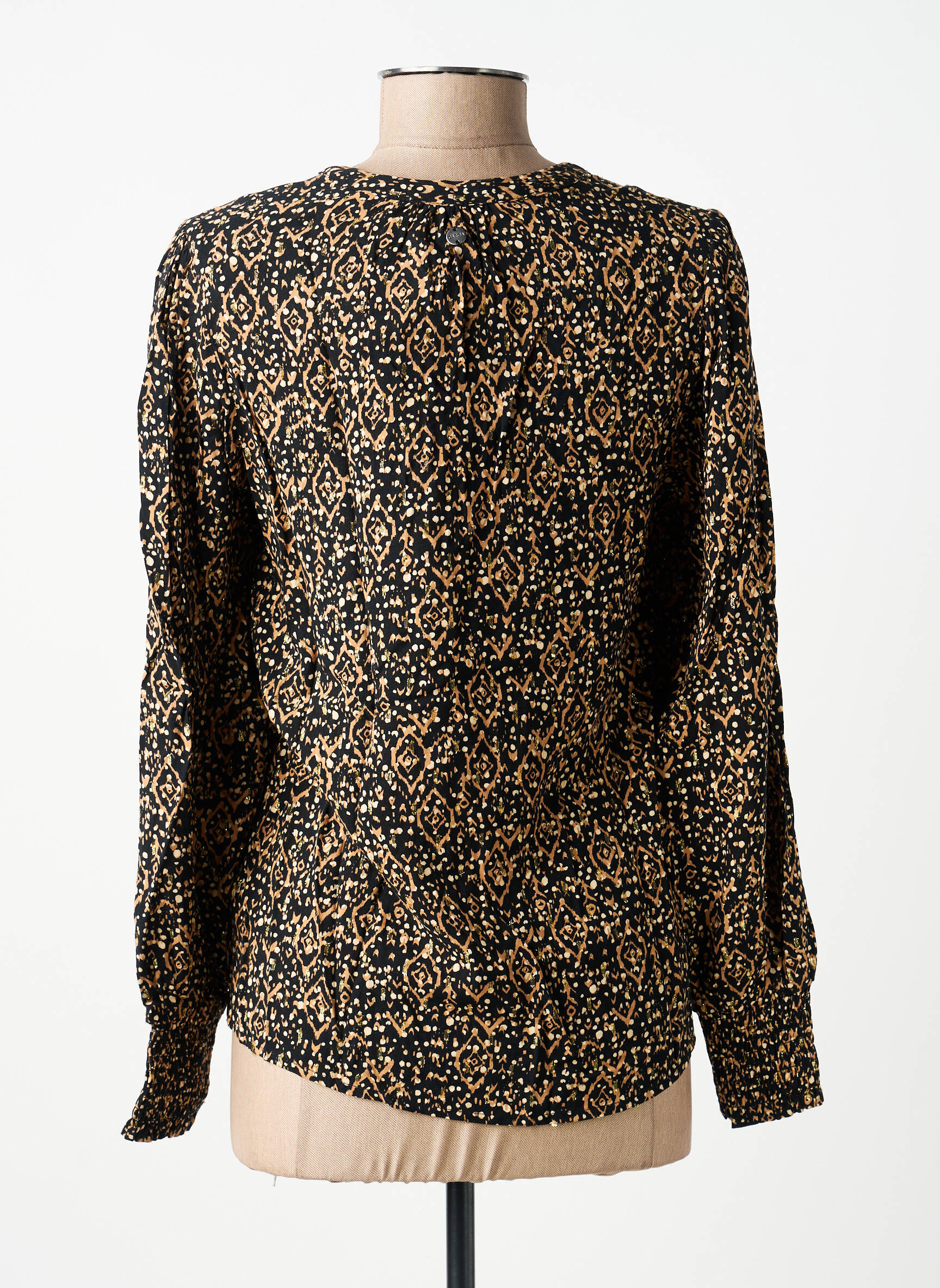 Blouse tissage popeline manches longues noir GARCIA femme