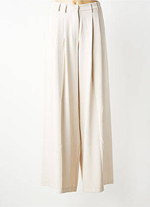 Pantalon flare taille haute taille haute beige PLEASE femme