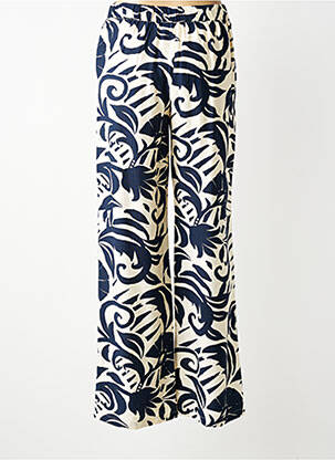 Pantalon large fermeture zippée sous rabat avec crochet taille haute bleu GEISHA femme