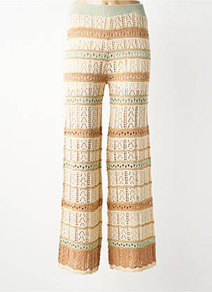 Pantalon droit taille élastique taille normale beige NEKANE femme