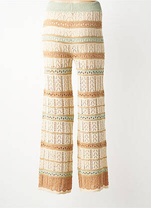 Pantalon droit taille élastique taille normale beige NEKANE femme