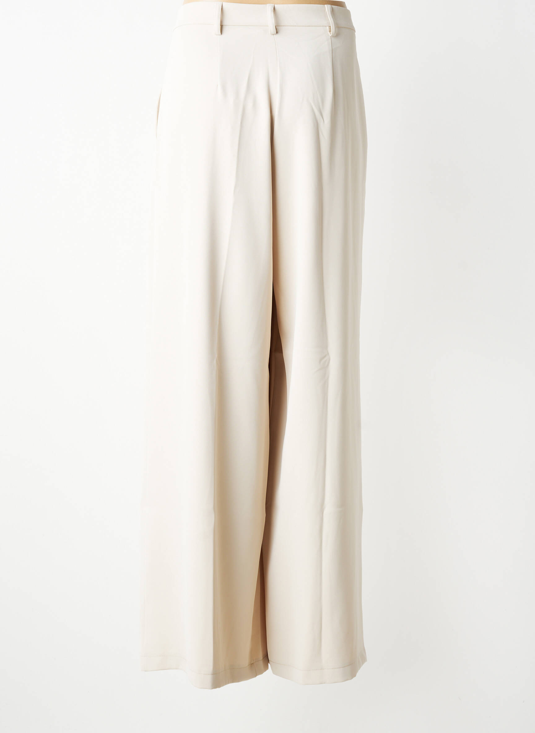 Pantalon flare taille haute taille haute beige PLEASE femme
