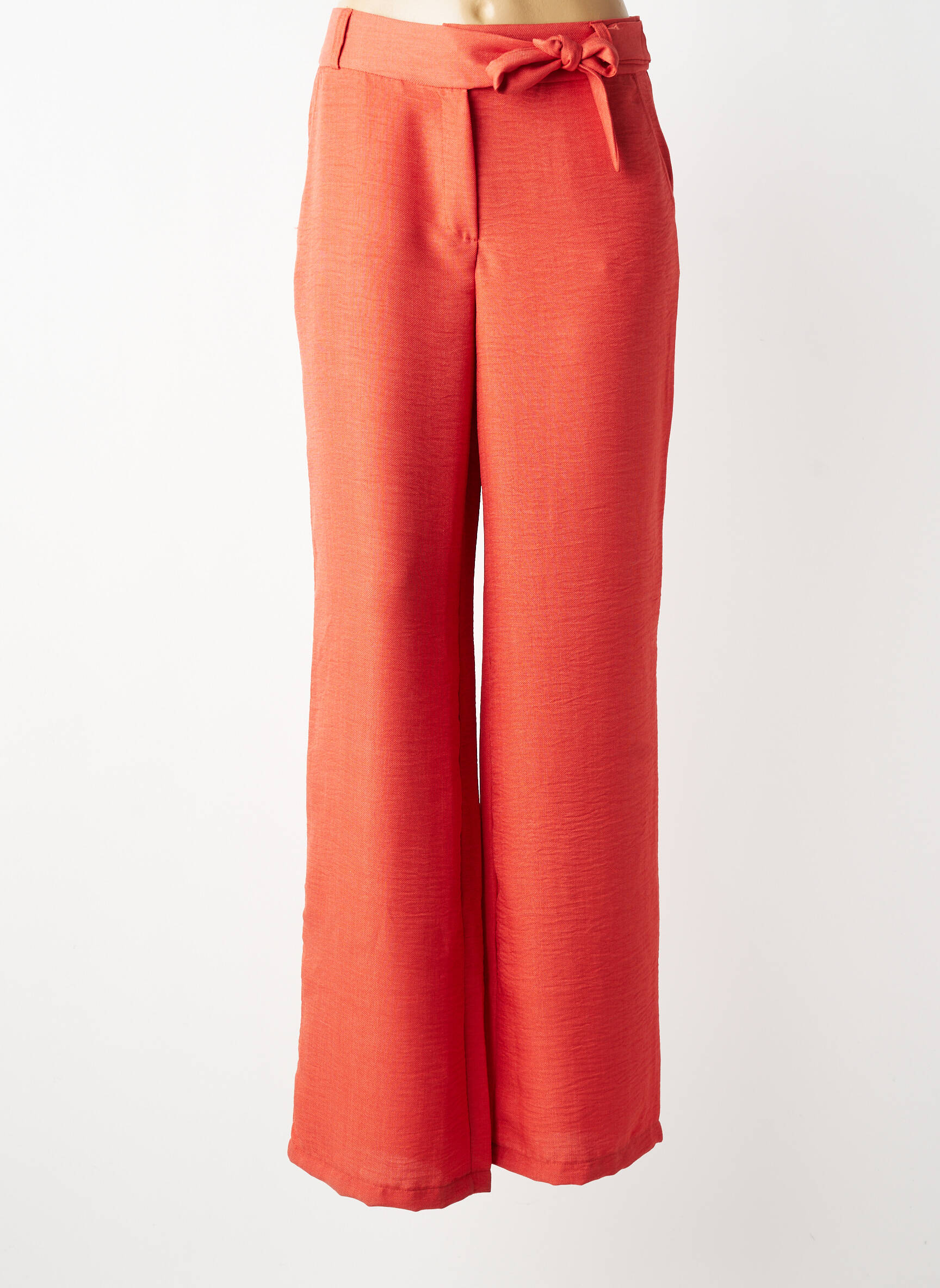Pantalon droit taille haute taille haute orange GEISHA femme
