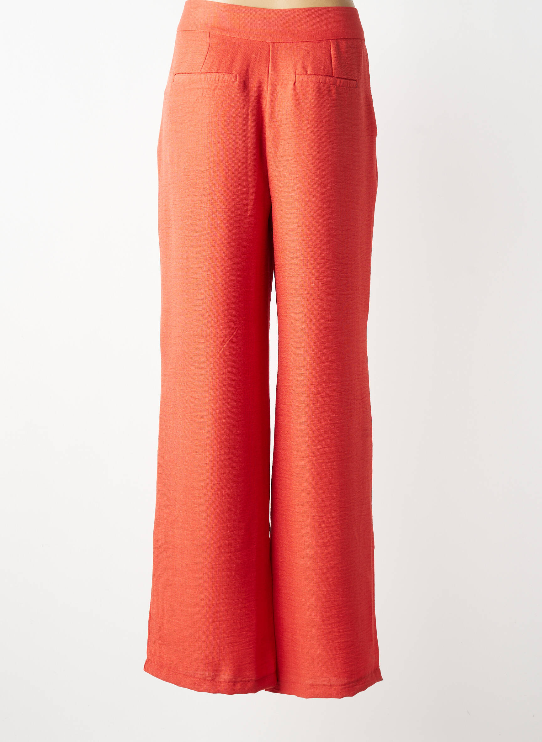 Pantalon droit taille haute taille haute orange GEISHA femme