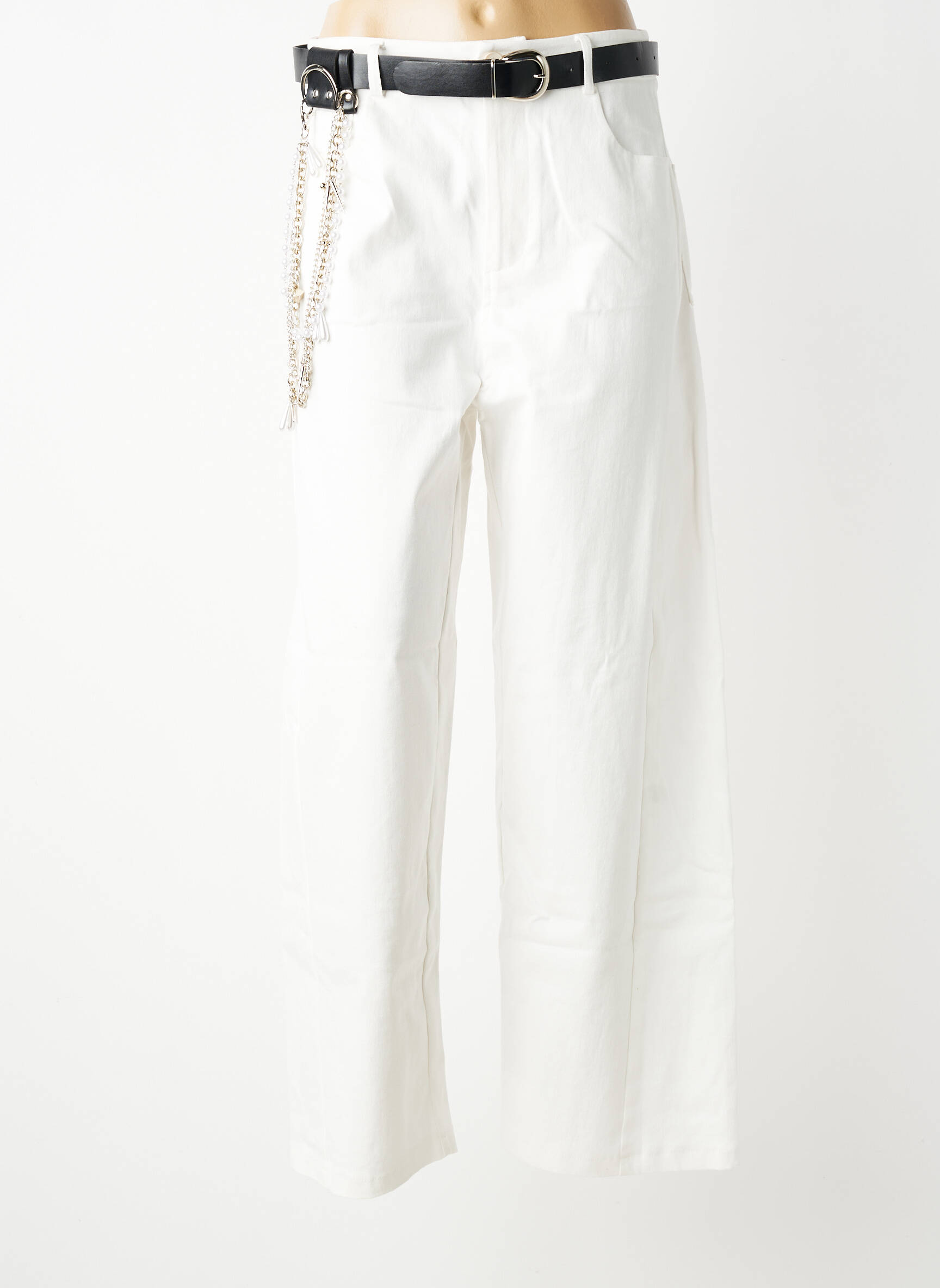 Pantalon droit taille normale taille normale blanc IMPERIAL femme
