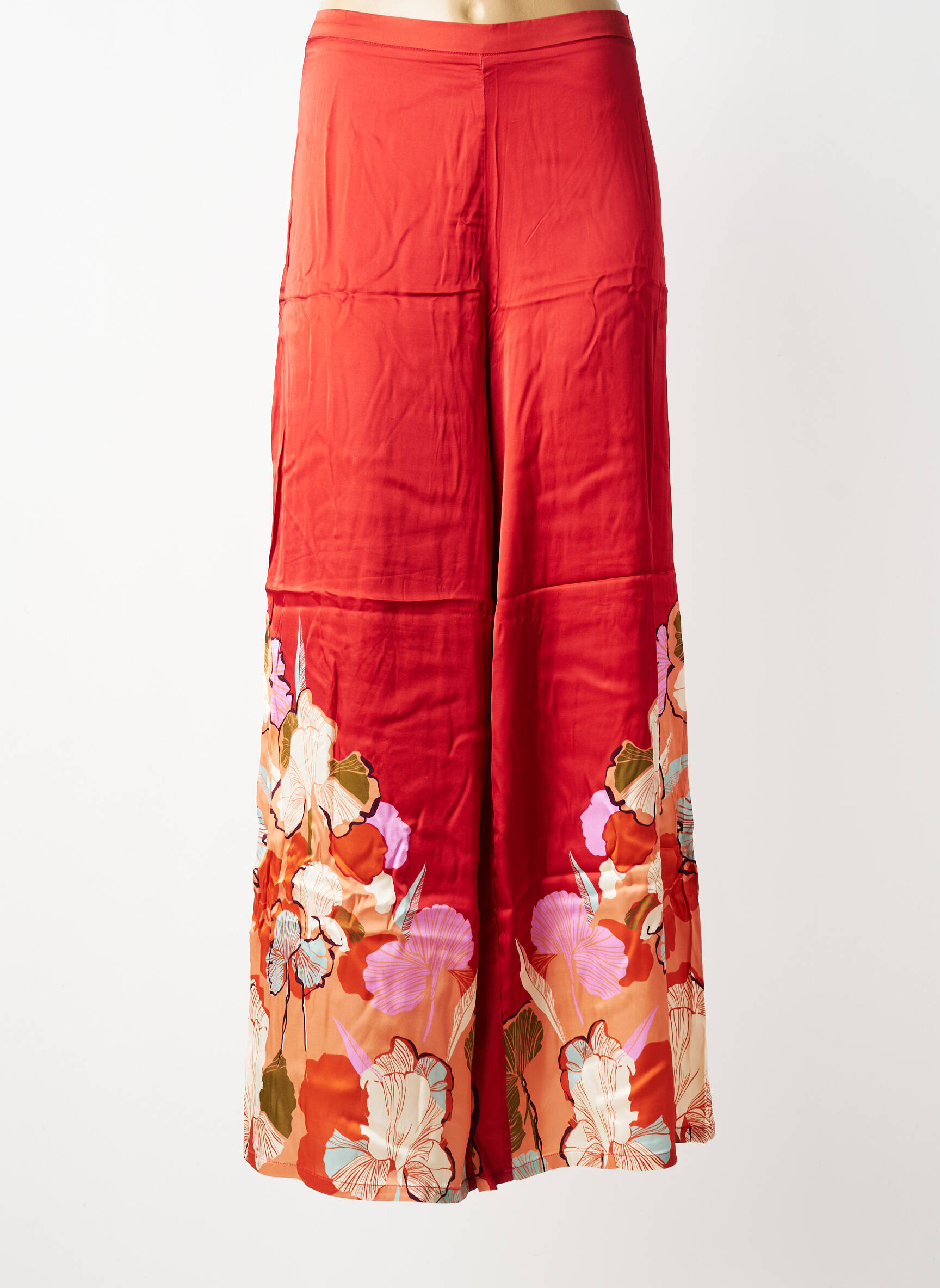 Pantalon large fermeture zip latéral taille normale orange SURKANA femme