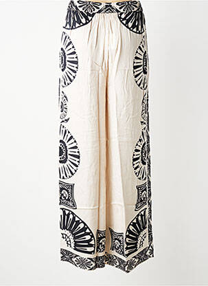Pantalon large coupe fluide taille haute beige NEKANE femme