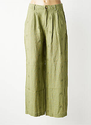 Pantalon large taille haute taille haute vert MAISON HOTEL femme