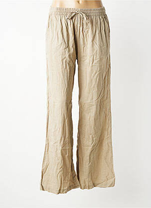 Pantalon large taille normale taille normale beige LARAETHNICS femme