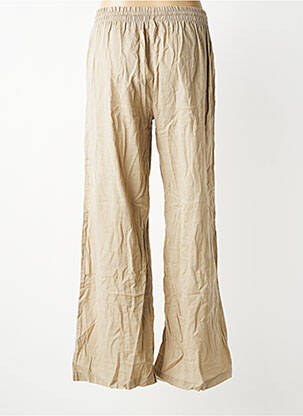 Pantalon large taille normale taille normale beige LARAETHNICS femme