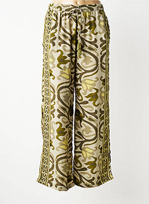 Pantalon large taille normale taille normale vert LARAETHNICS femme