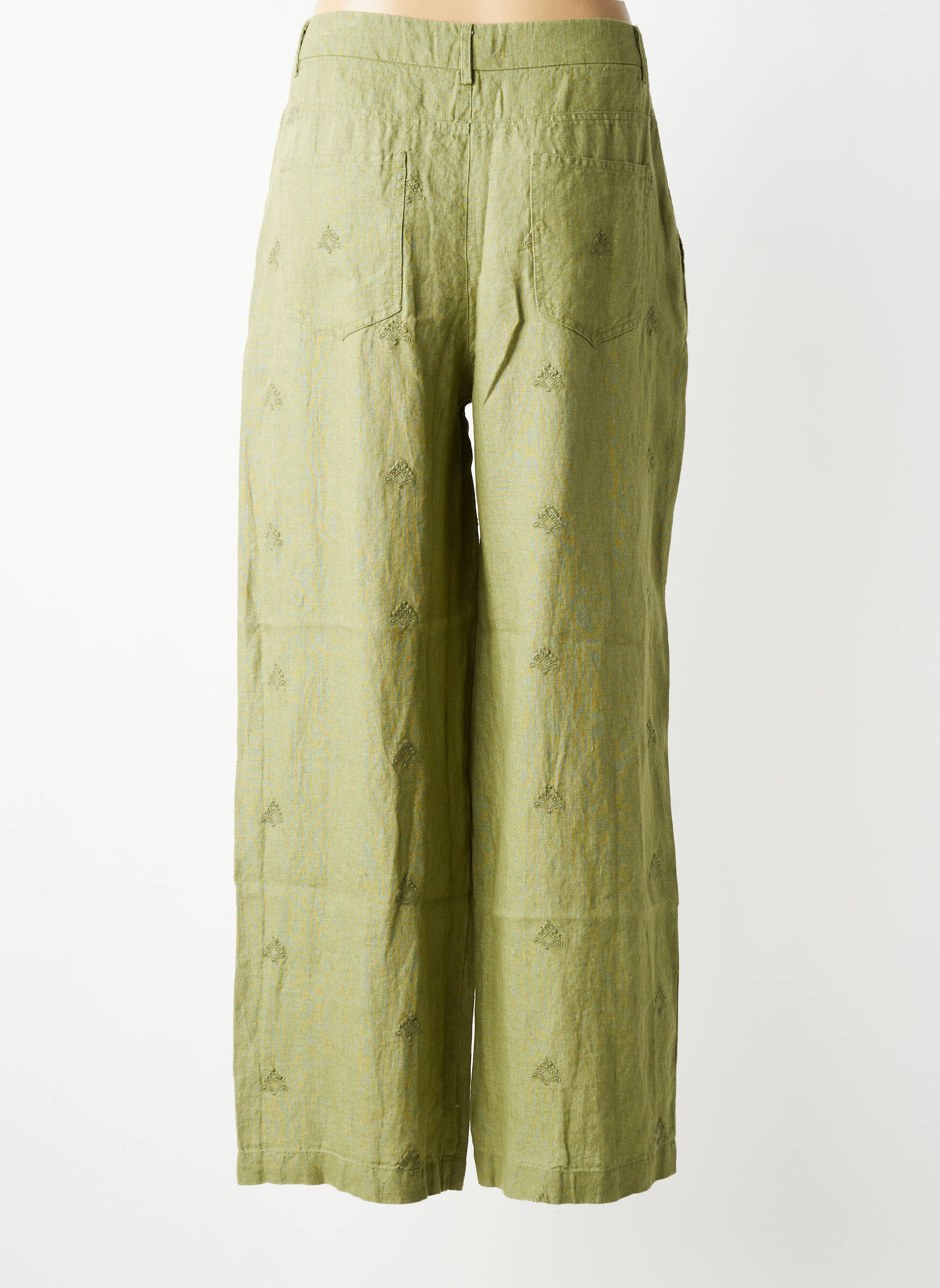Pantalon large taille haute taille haute vert MAISON HOTEL femme