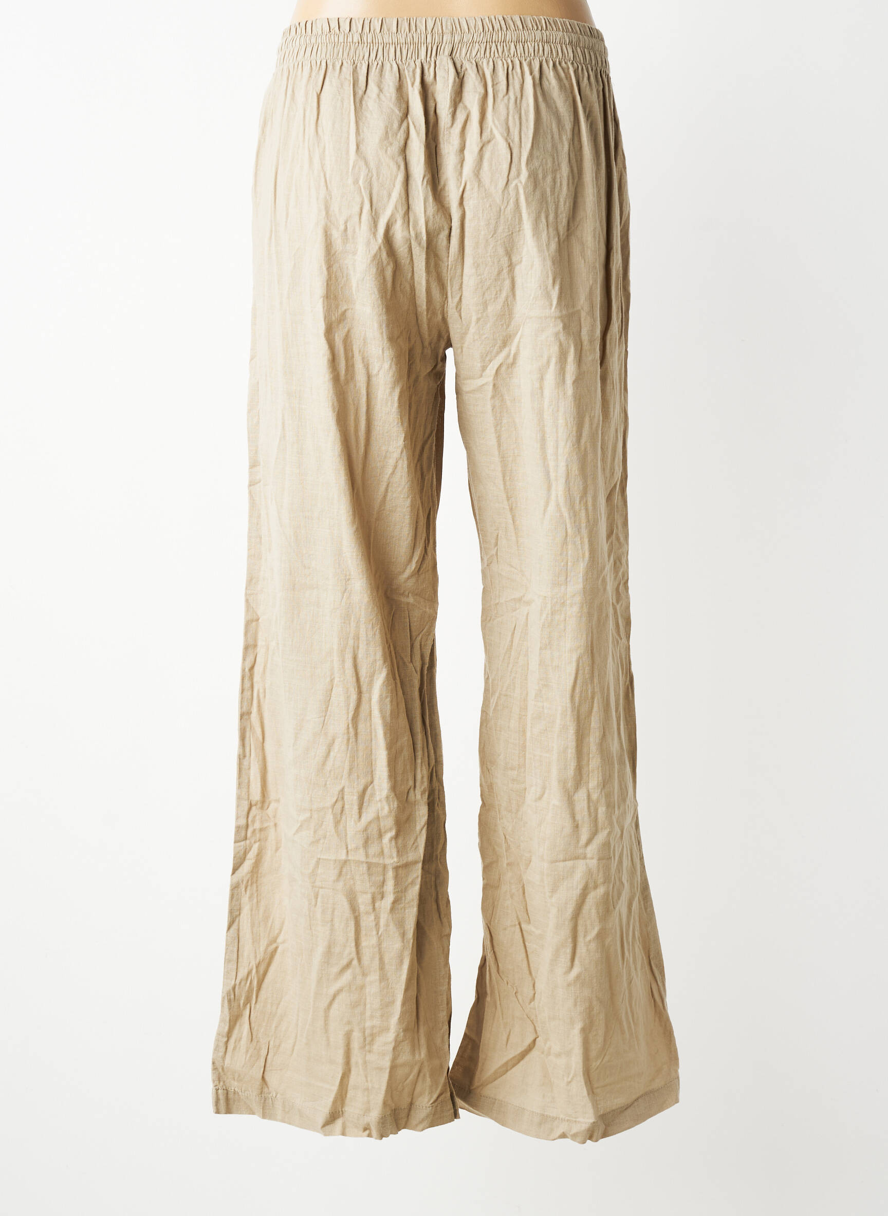 Pantalon large taille normale taille normale beige LARAETHNICS femme