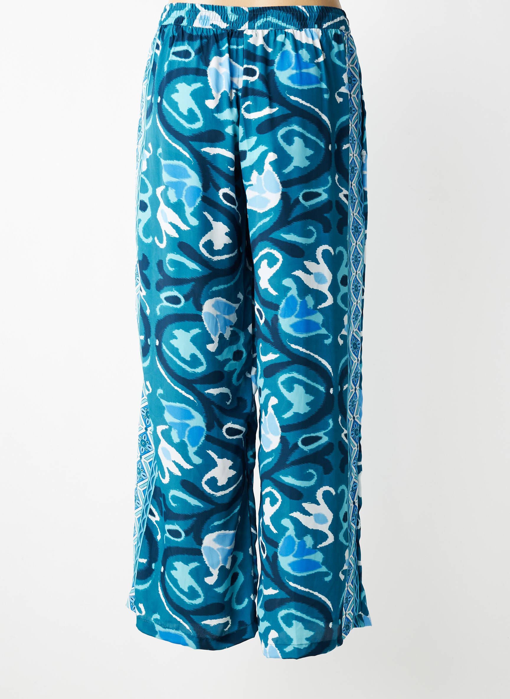 Pantalon large taille normale taille normale bleu LARAETHNICS femme
