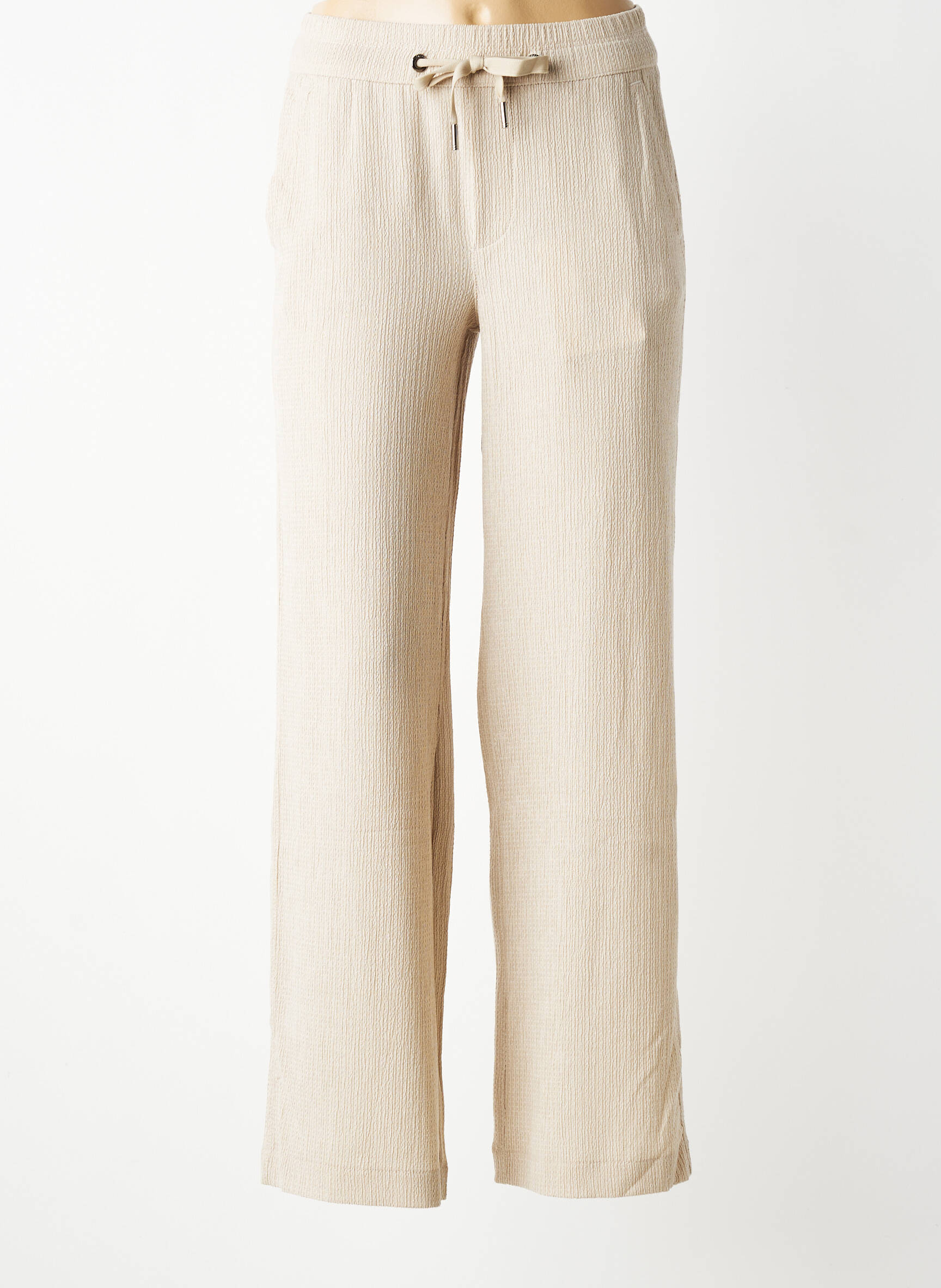 Pantalon large tissage crêpe taille normale beige STREET ONE femme