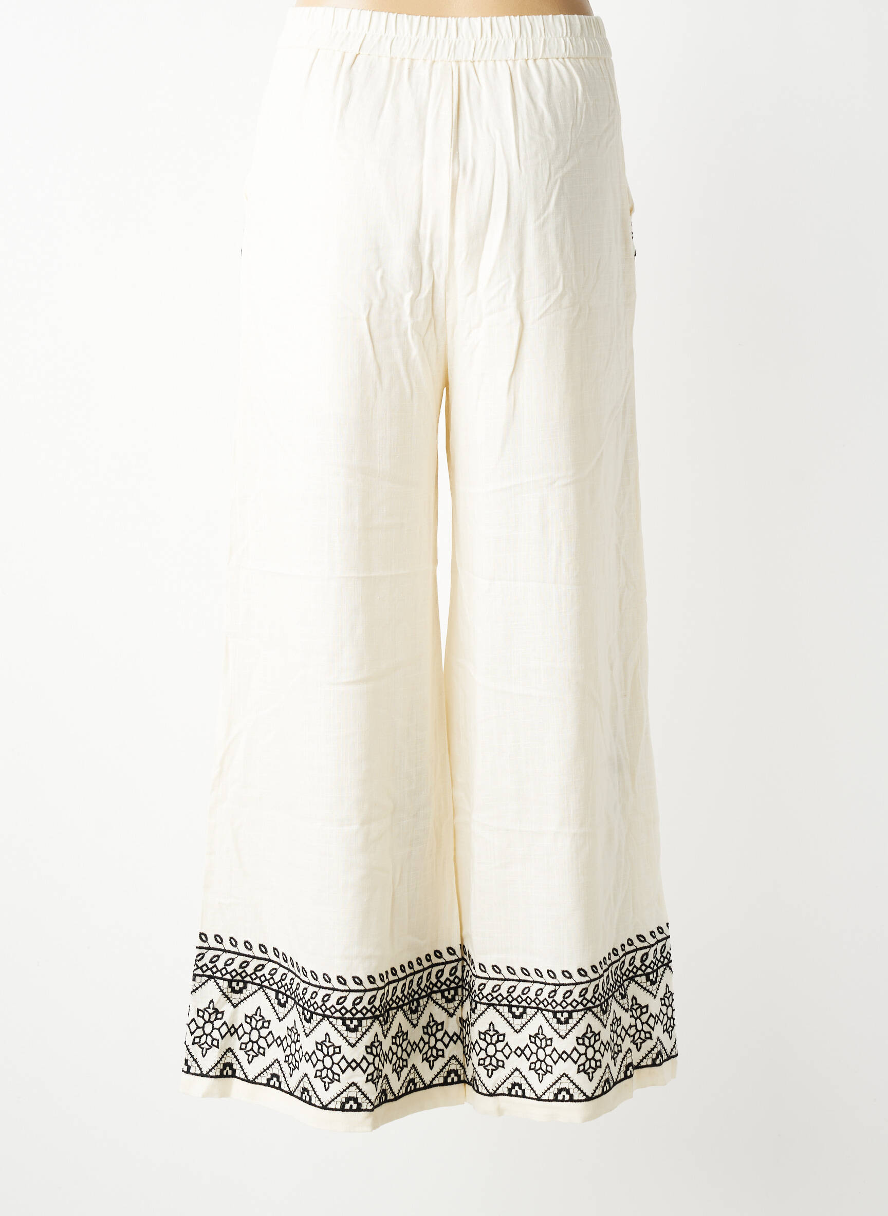 Pantalon large coupe fluide taille haute blanc NEKANE femme