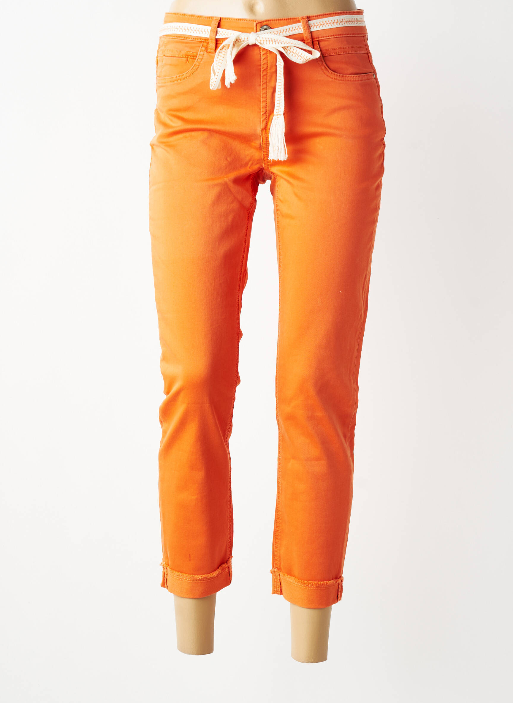 Pantalon 7/8 stretch taille normale orange GEISHA femme