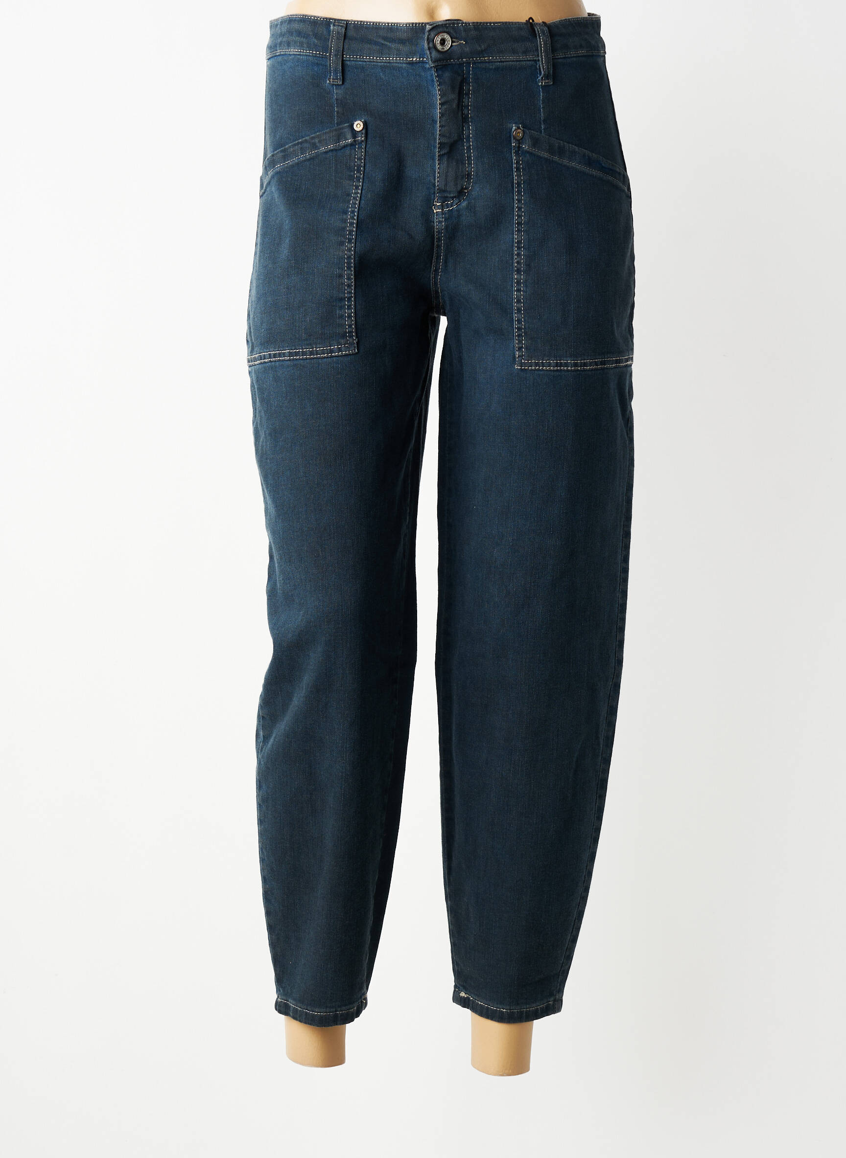 Jean coupe mom tissage brut taille normale bleu PLEASE femme