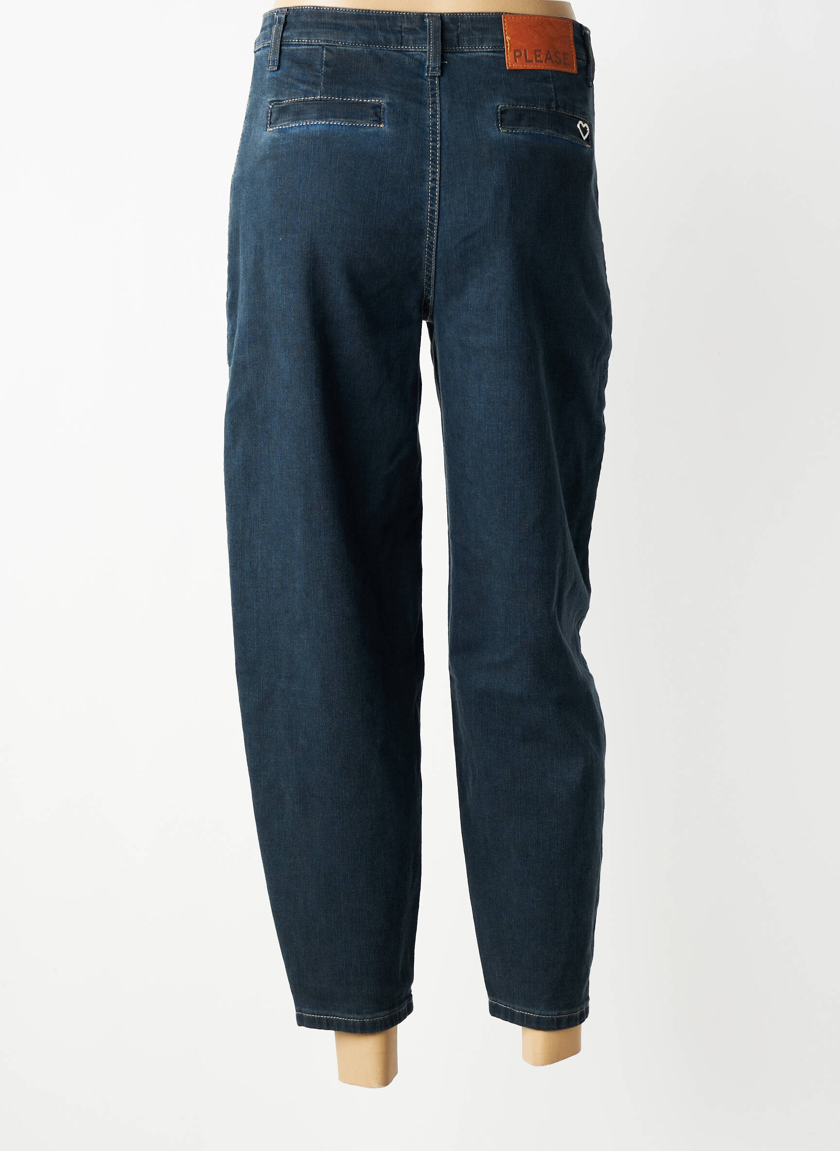 Jean coupe mom tissage brut taille normale bleu PLEASE femme