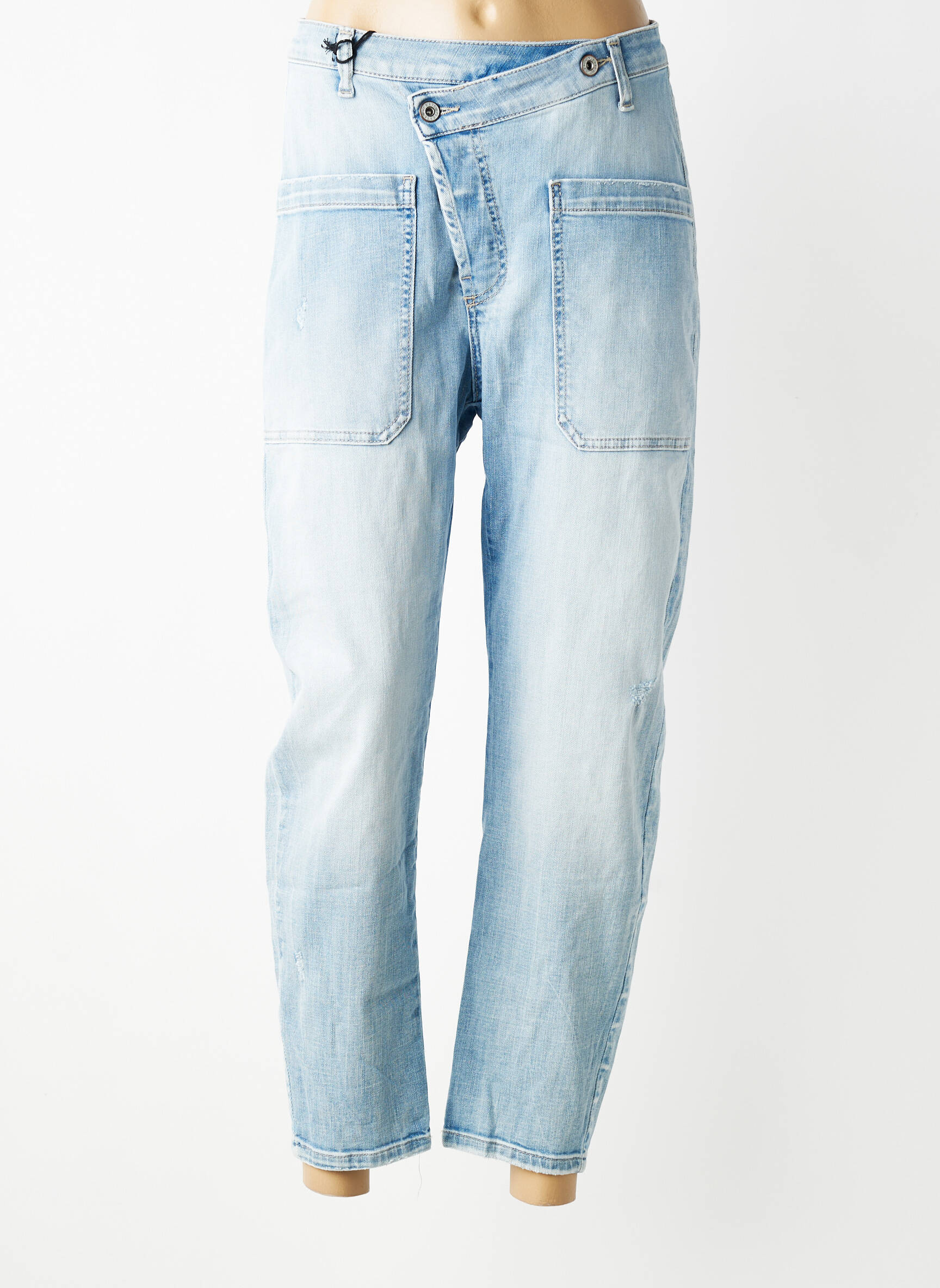 Jean coupe mom tissage brut taille normale bleu PLEASE femme