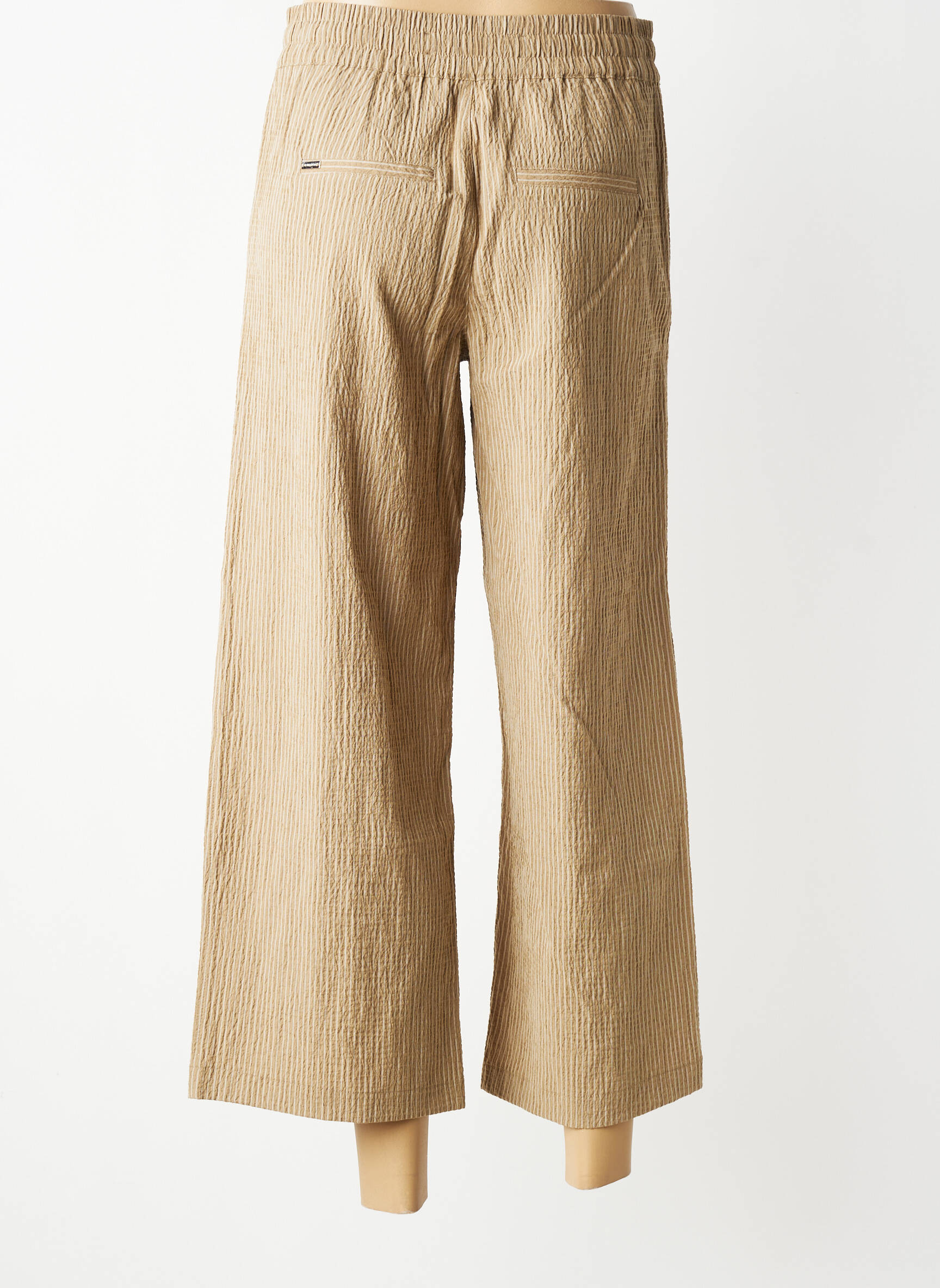 Pantalon large tissage crêpe taille normale beige STREET ONE femme