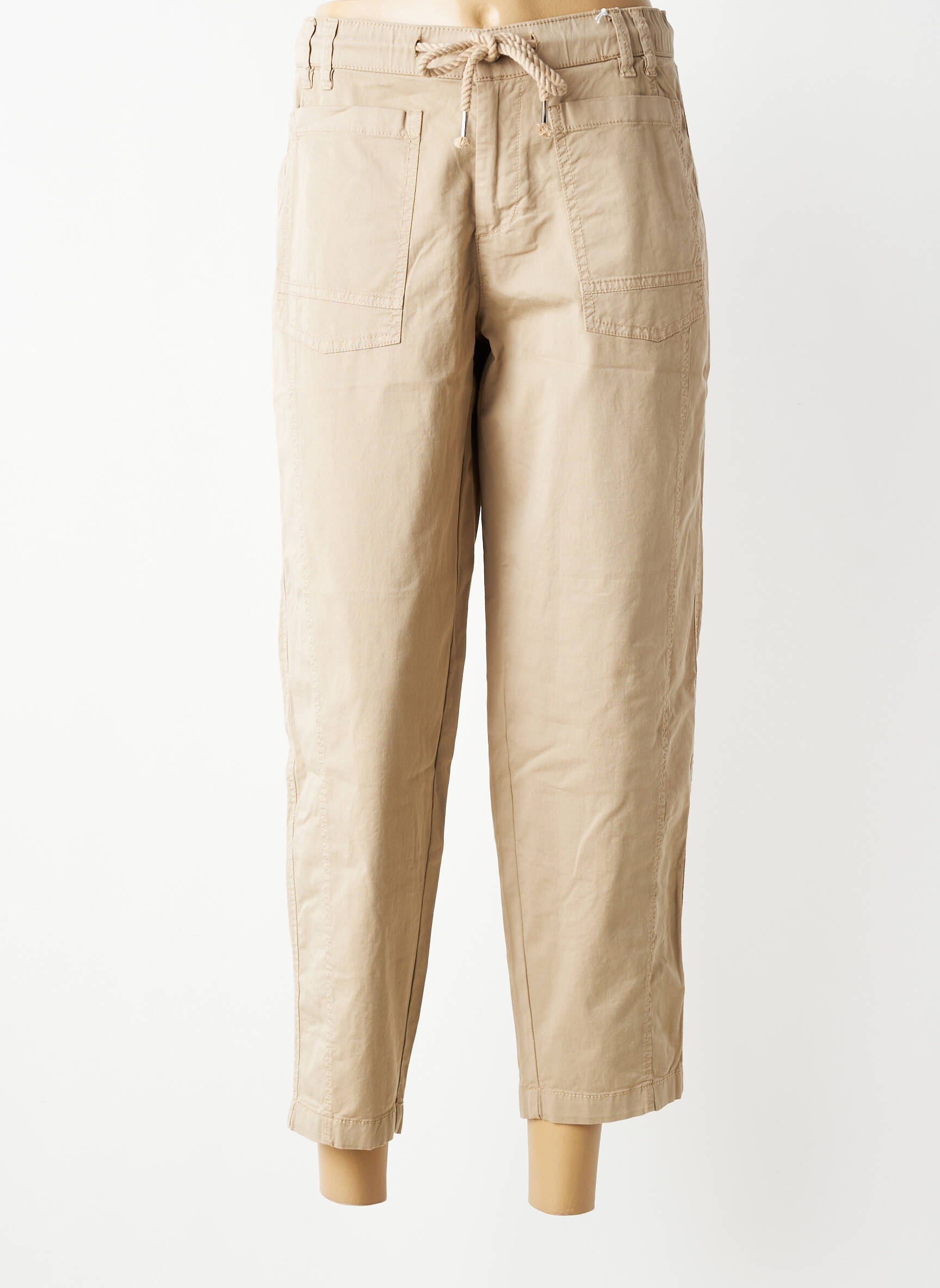 Pantalon 7/8 taille élastique taille normale beige STREET ONE femme