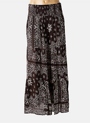 Jupe longue coupe évasée marron LARAETHNICS femme
