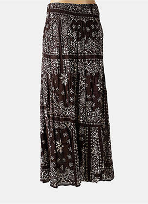 Jupe longue coupe évasée marron LARAETHNICS femme