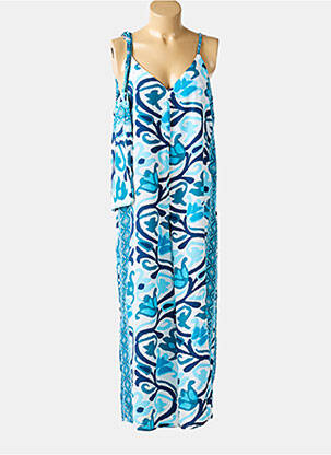 Combi-pantalon coupe fluide fines bretelles bleu LARAETHNICS femme