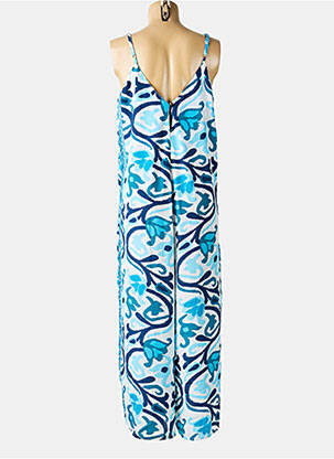 Combi-pantalon coupe fluide fines bretelles bleu LARAETHNICS femme