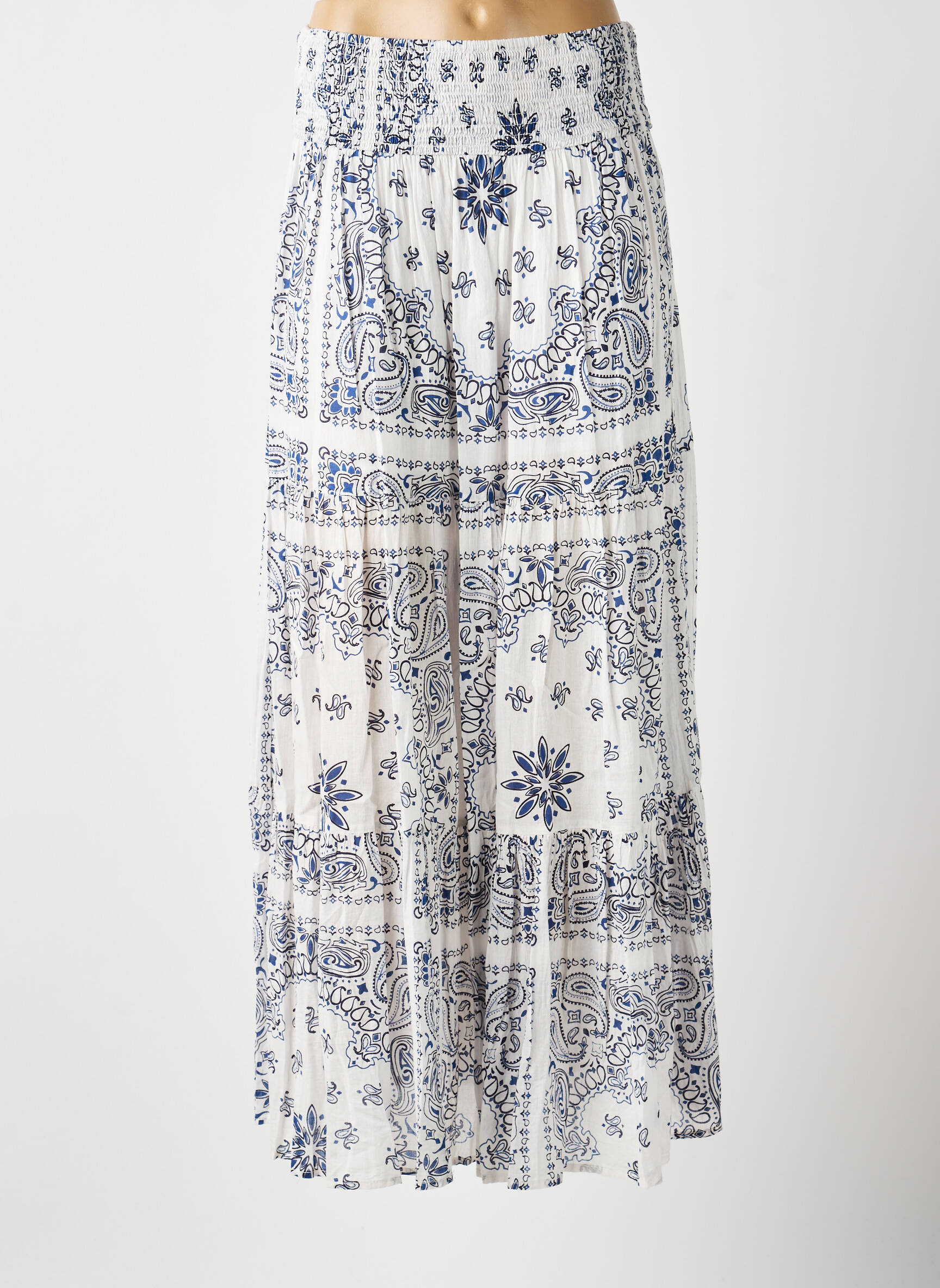 Jupe longue coupe évasée blanc LARAETHNICS femme