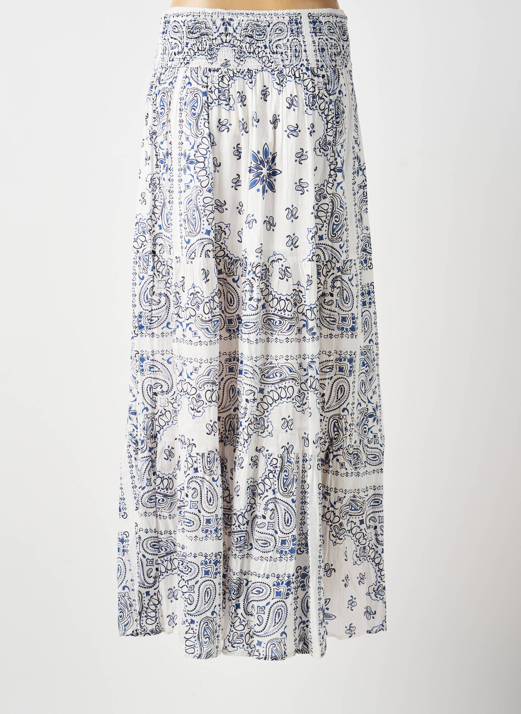 Jupe longue coupe évasée blanc LARAETHNICS femme