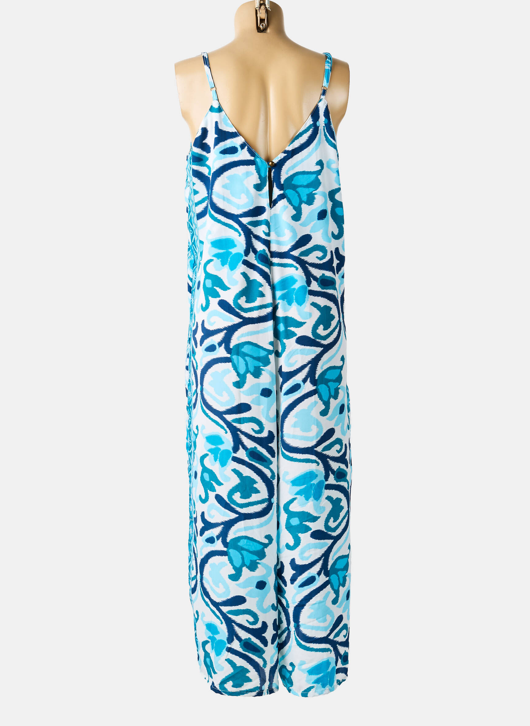 Combi-pantalon coupe fluide fines bretelles bleu LARAETHNICS femme