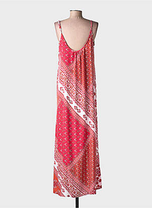 Robe longue imprimé fleurs fines bretelles rouge LARAETHNICS femme