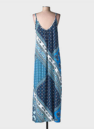 Robe longue tissage popeline fines bretelles bleu LARAETHNICS femme