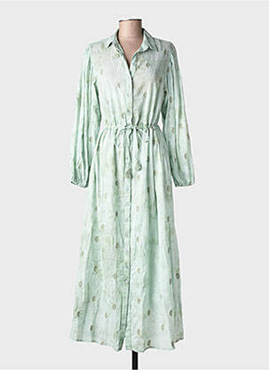 Robe longue manches longues manches longues vert MAISON HOTEL femme